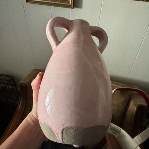 Ceramic Two-Handle Pink Decorative Vase